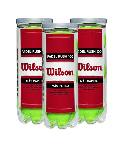 Wilson Rush 100 Padel Balls – Pack of 3 Cans (3x3 Balls)